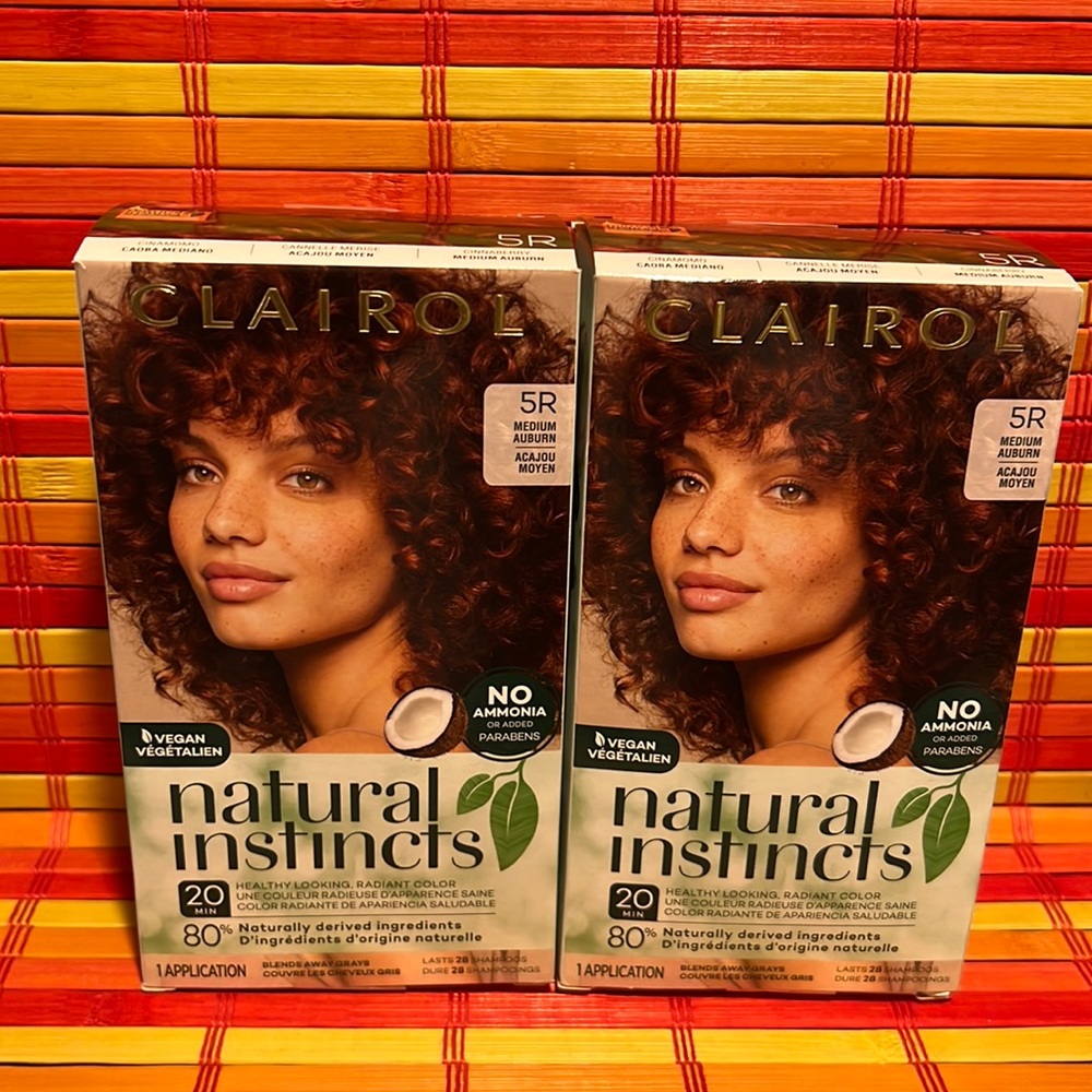 2 Clairol Natural Instincts Non-Permanent Hair Color, Medium Auburn Brown.  NIB.